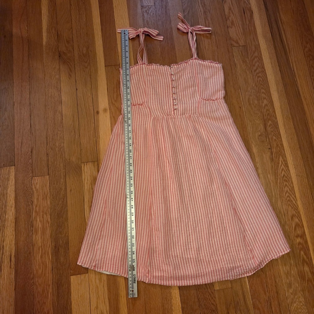 Sézane Juliette Pink Candy Stripe Tie-Strap Midi Dress, 100% Cotton, Sz FR36 US4 - Picture 8 of 14